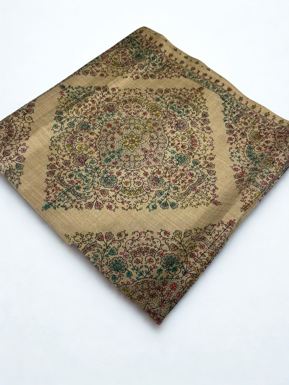 Floral Garden Pashmina Shawl- Natural Beige