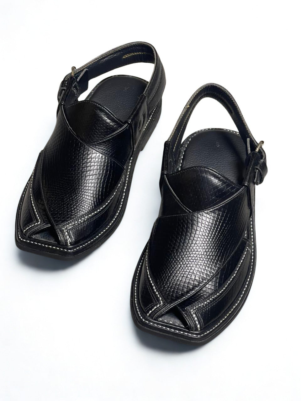Midnight Luxe Peshawari Chappal – Elegant Black
