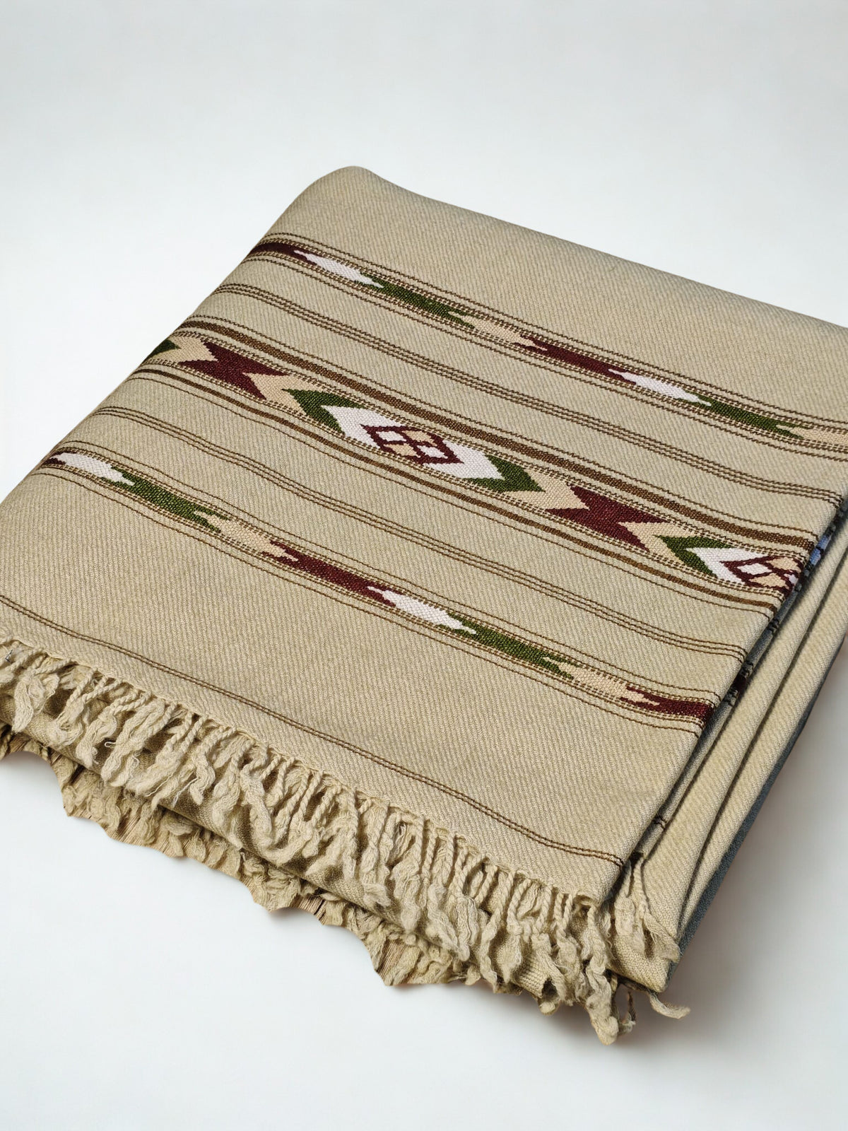 Premium Double 72 Wool Shawl — Sand Beige