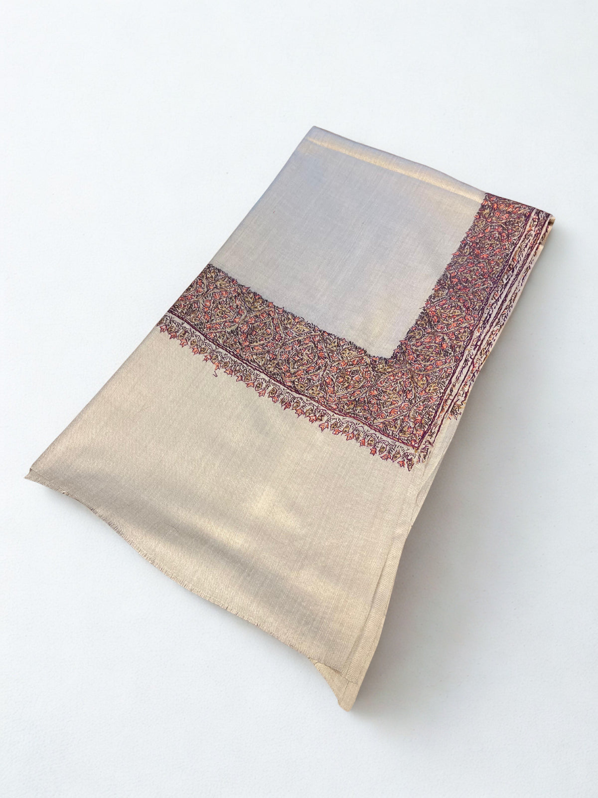 Pashmina Shawl with Elegant Embroidered Border