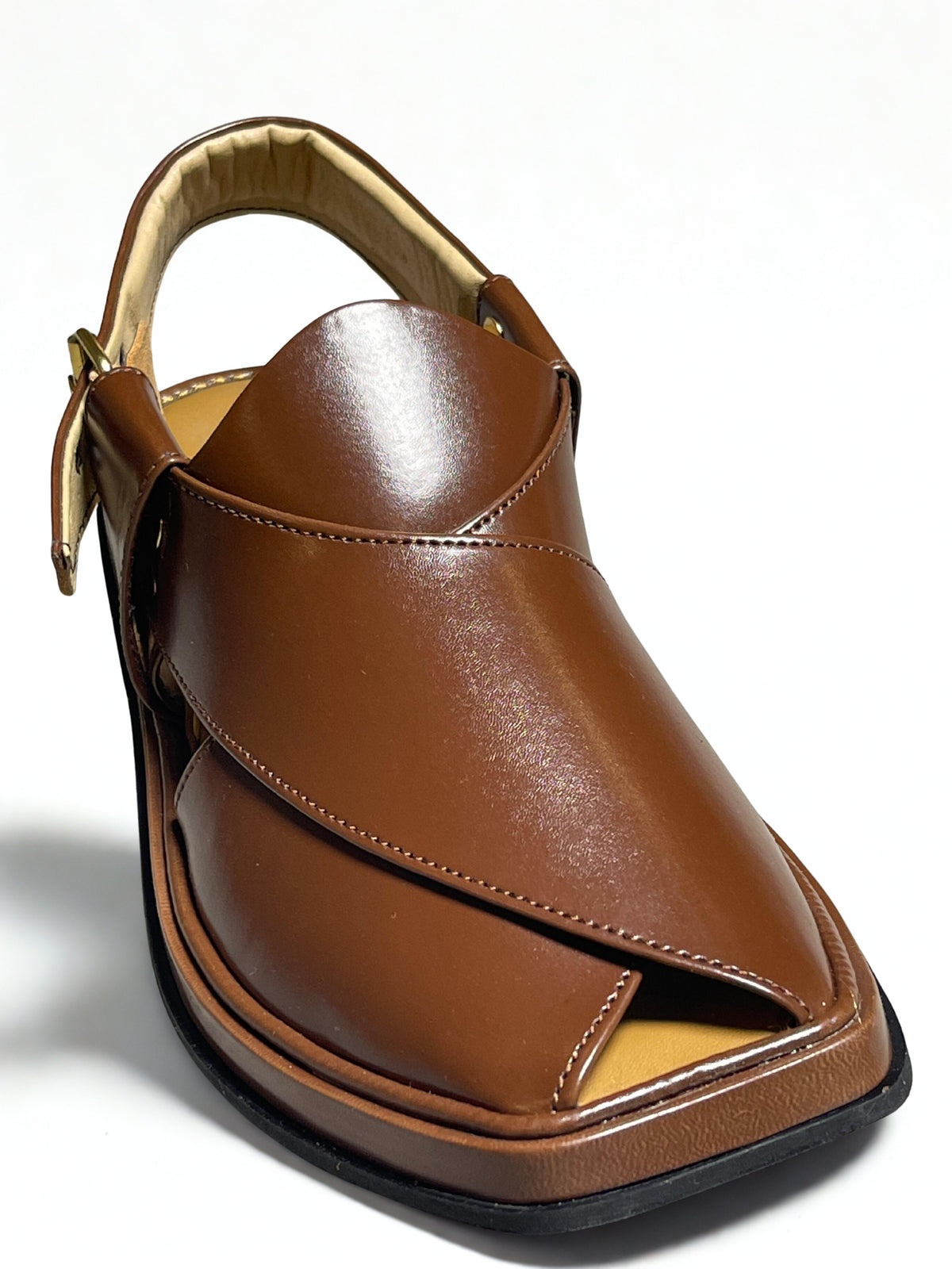 Premium Peshawari Tyarsole Chappal- Brown
