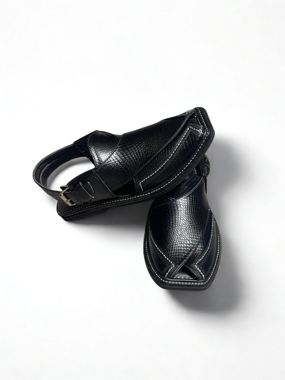 Midnight Luxe Peshawari Chappal – Elegant Black