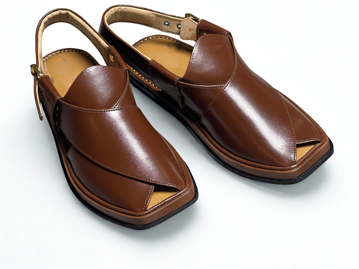 Premium Peshawari Tyarsole Chappal- Brown