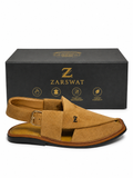 Suede Peshawari Chappal- Camel Brown