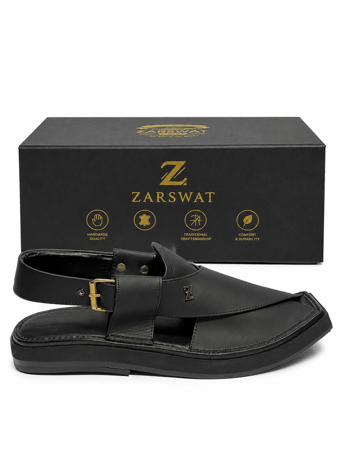 Matte Black Kaptaan Chappal