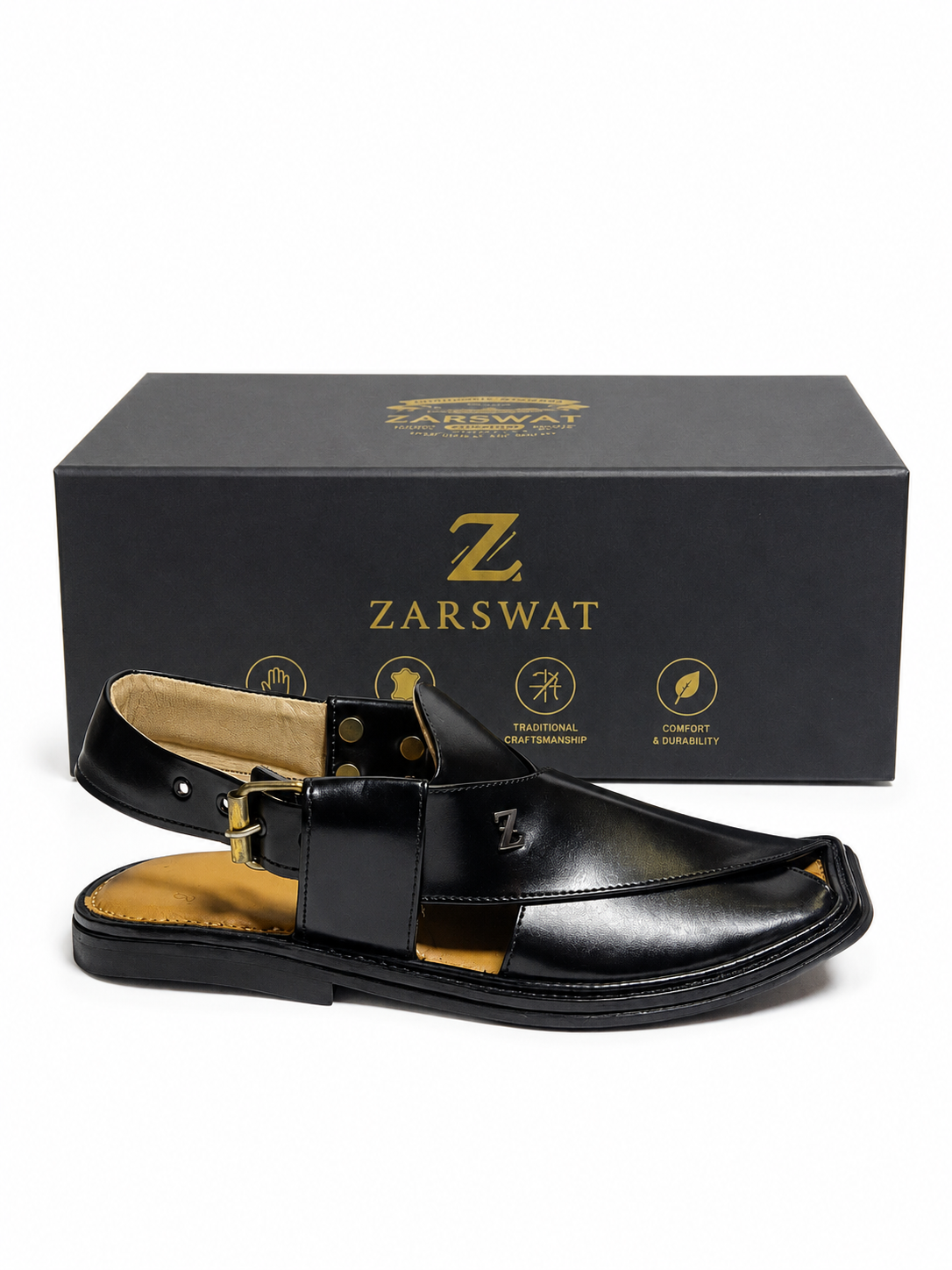 Premium Charsadwaal Chappal- Black