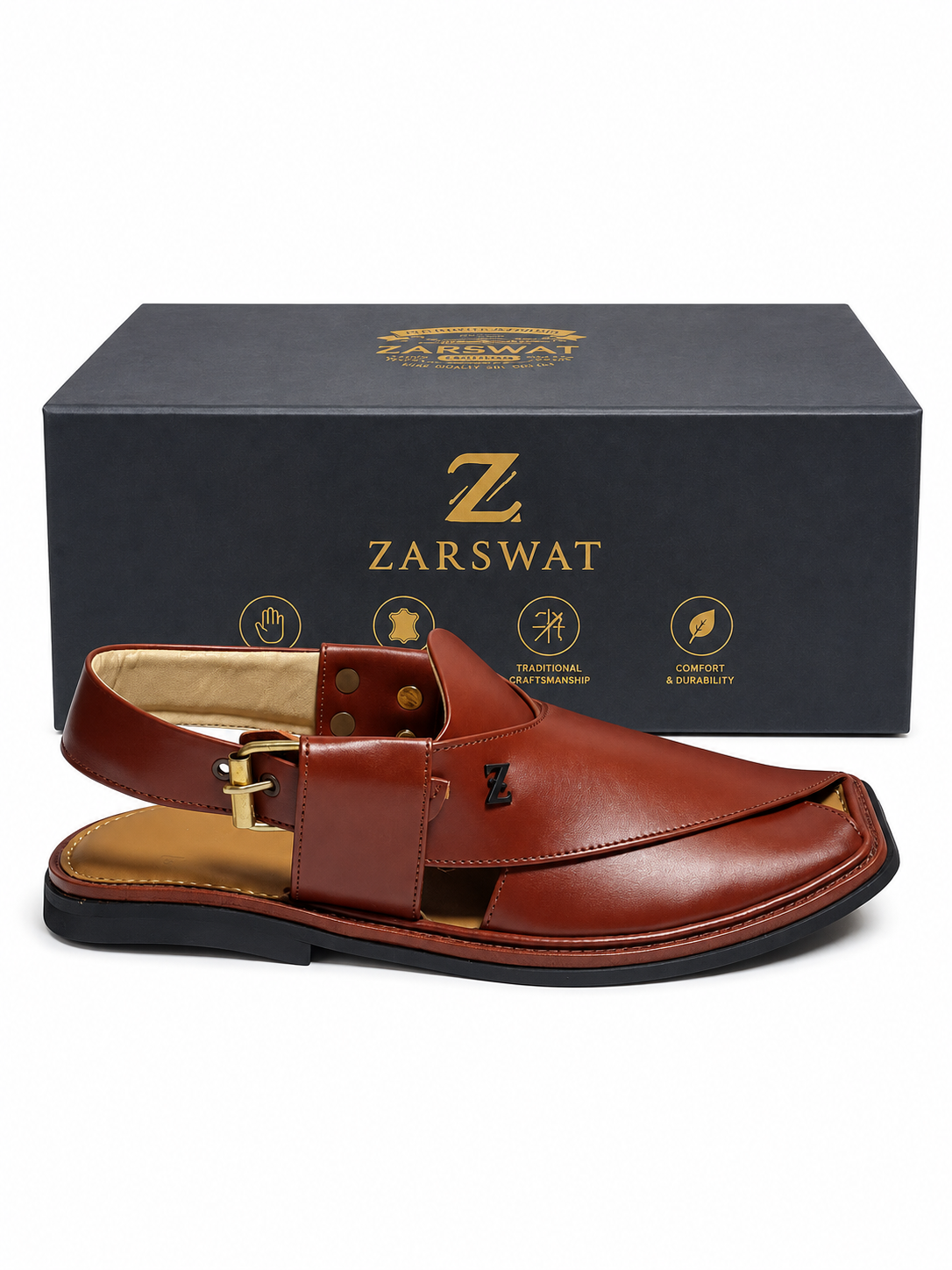 Premium Peshawari Chappal- Malaishia Brown