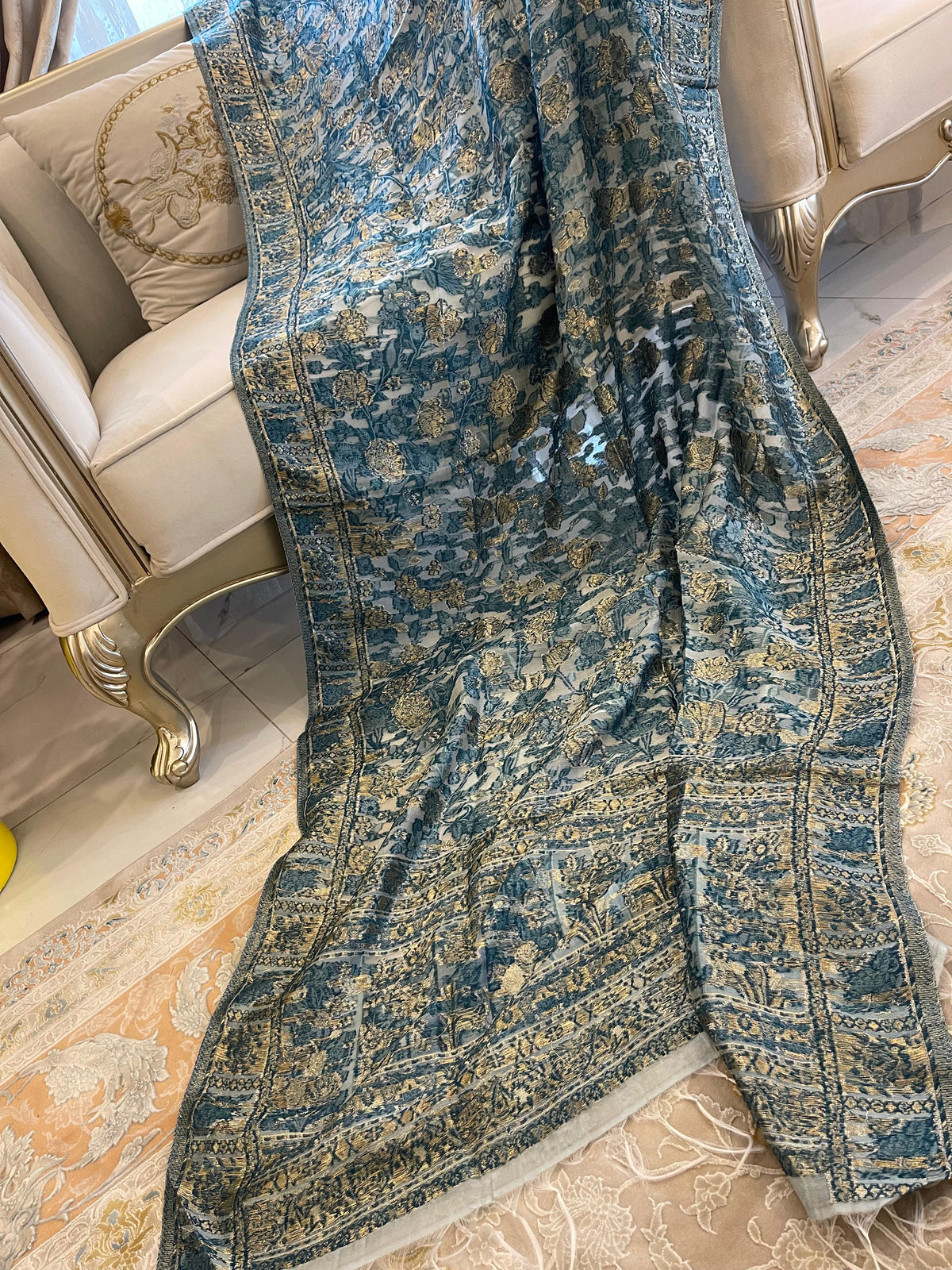 Kani Moonlight Silk Shawl- Sea green