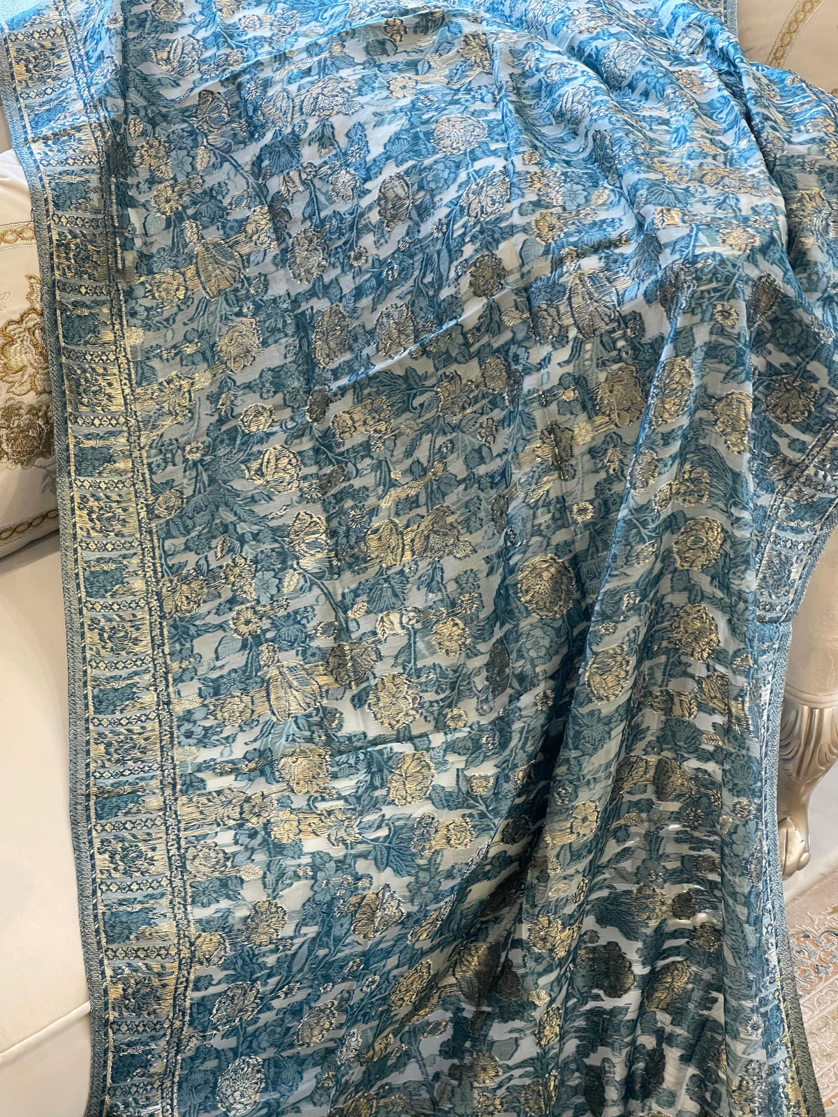 Kani Moonlight Silk Shawl- Sea green