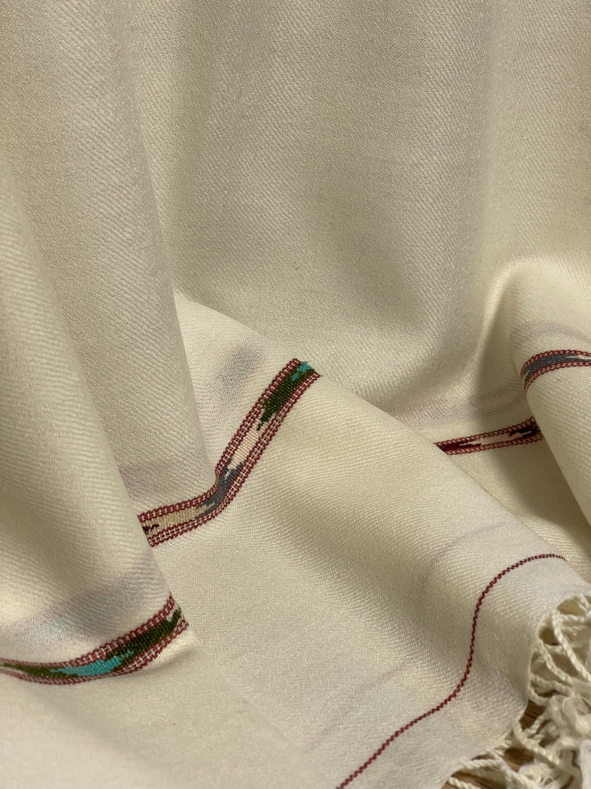 Premium Creamy White Men’s Pashmina Shawl – 72 Wool