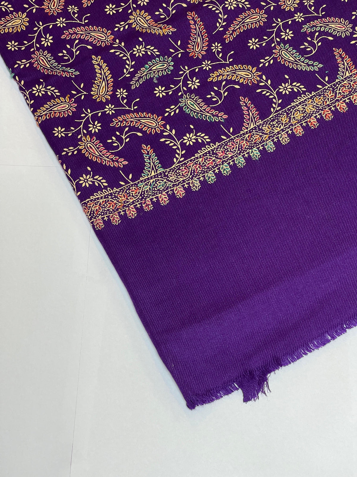 Paisley Embroidered Pashmina Shawl- Royal Purple