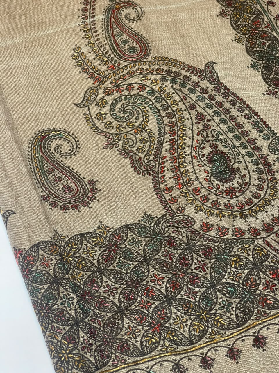 Paisley Pashmina Shawl- Warm Beige