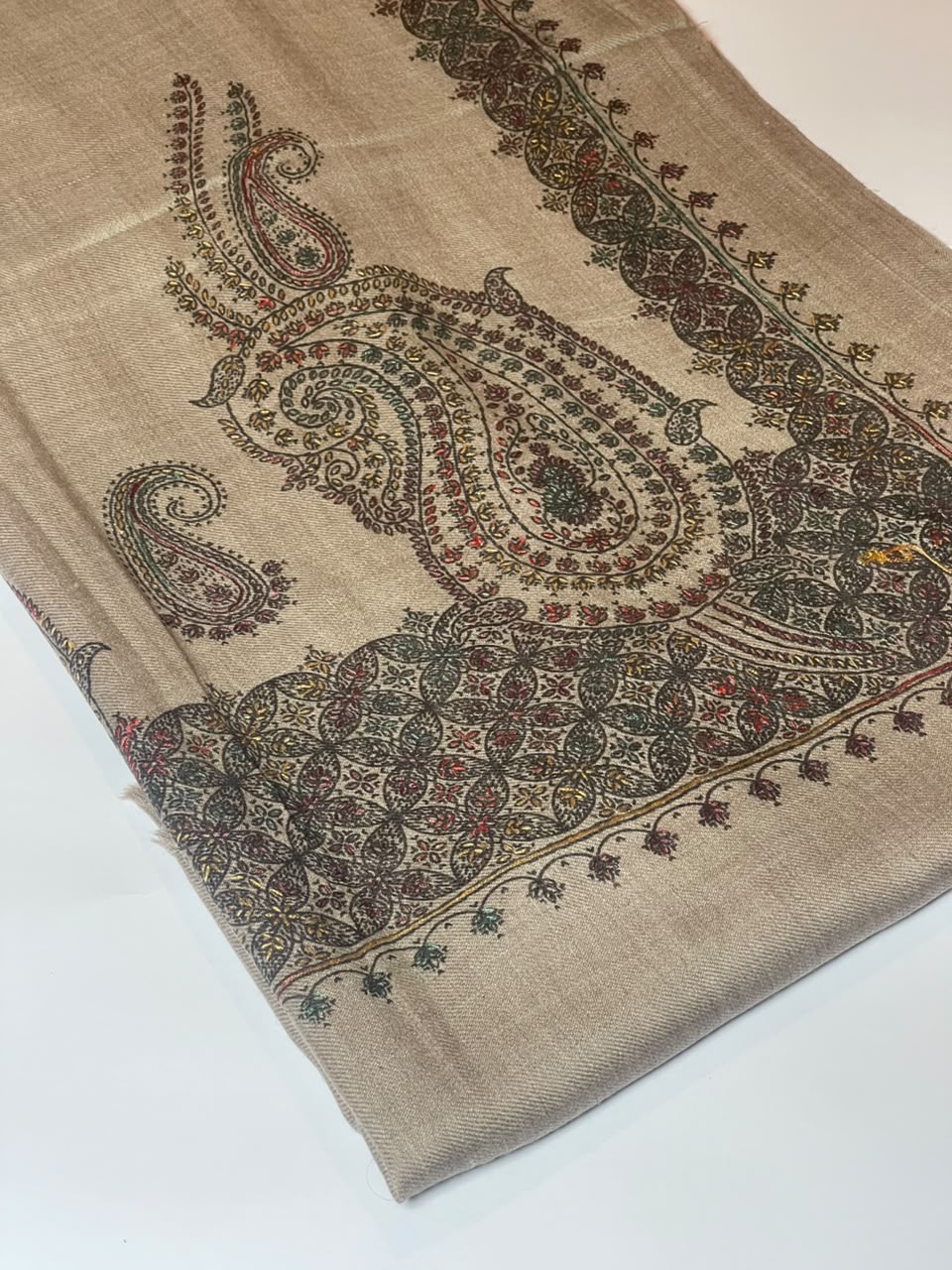 Paisley Pashmina Shawl- Warm Beige