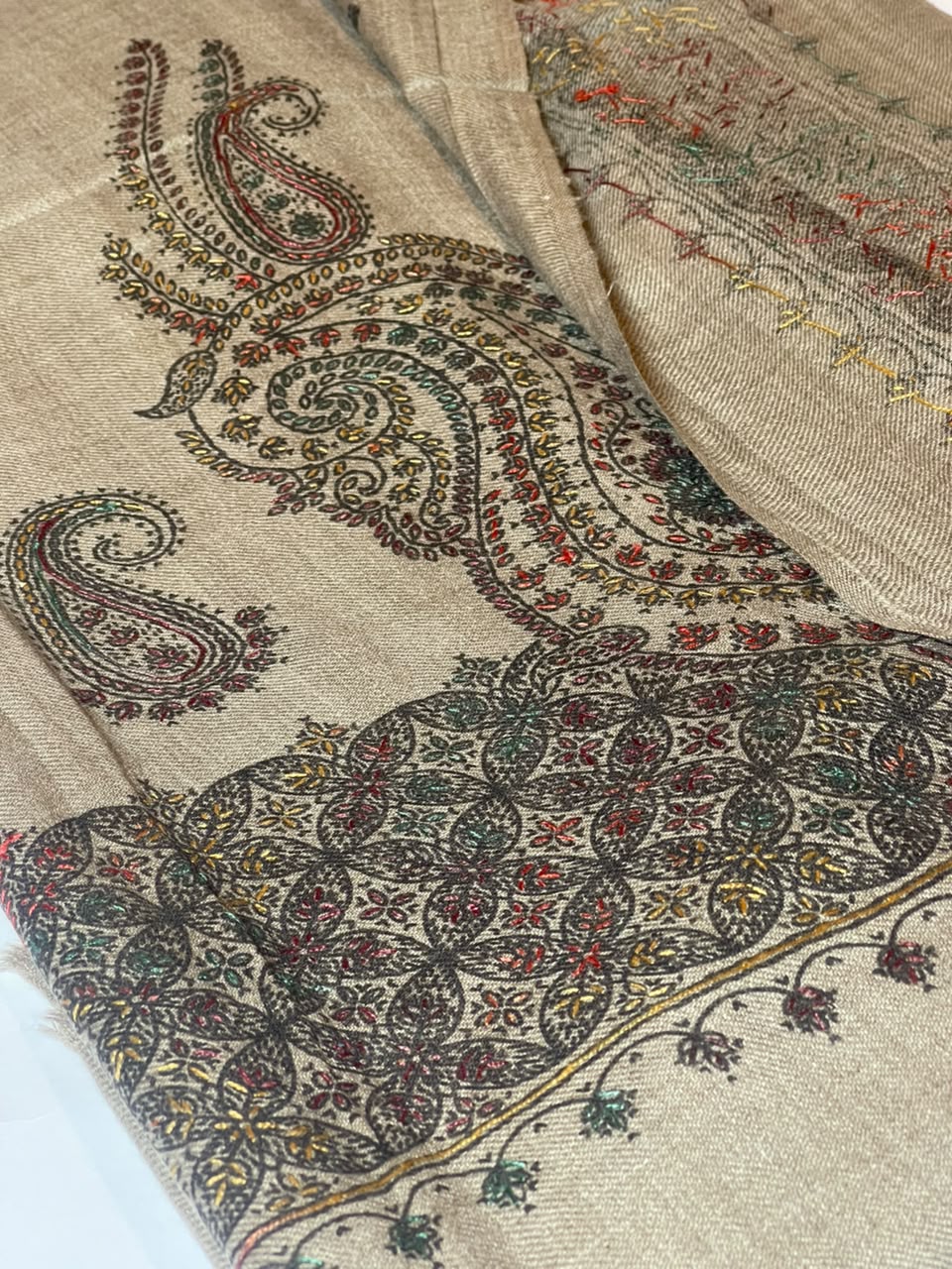 Paisley Pashmina Shawl- Warm Beige