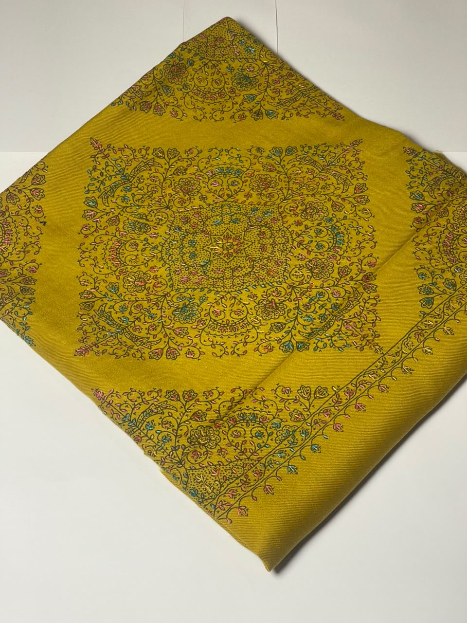 Floral Garden Pashmina Shawl- Natural Beige