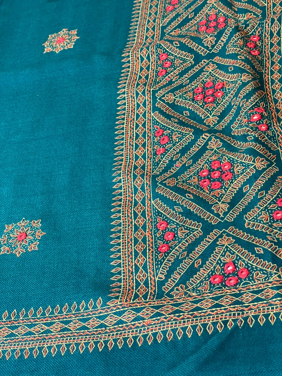 Hand-Embroidered Shesha Jaal Shawl- Black