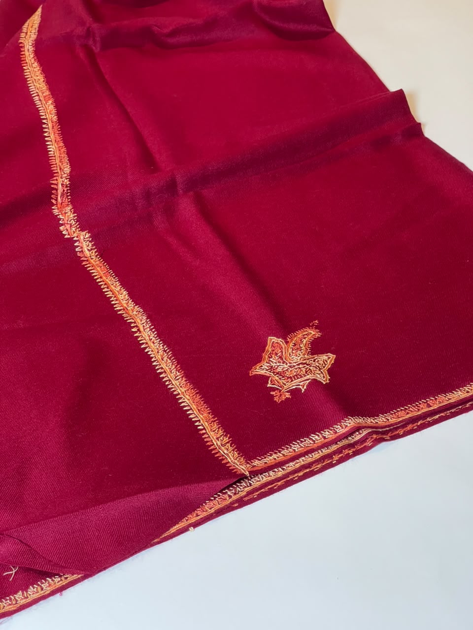 Emerald Green Hand-Embroidered Pashmina Shawl