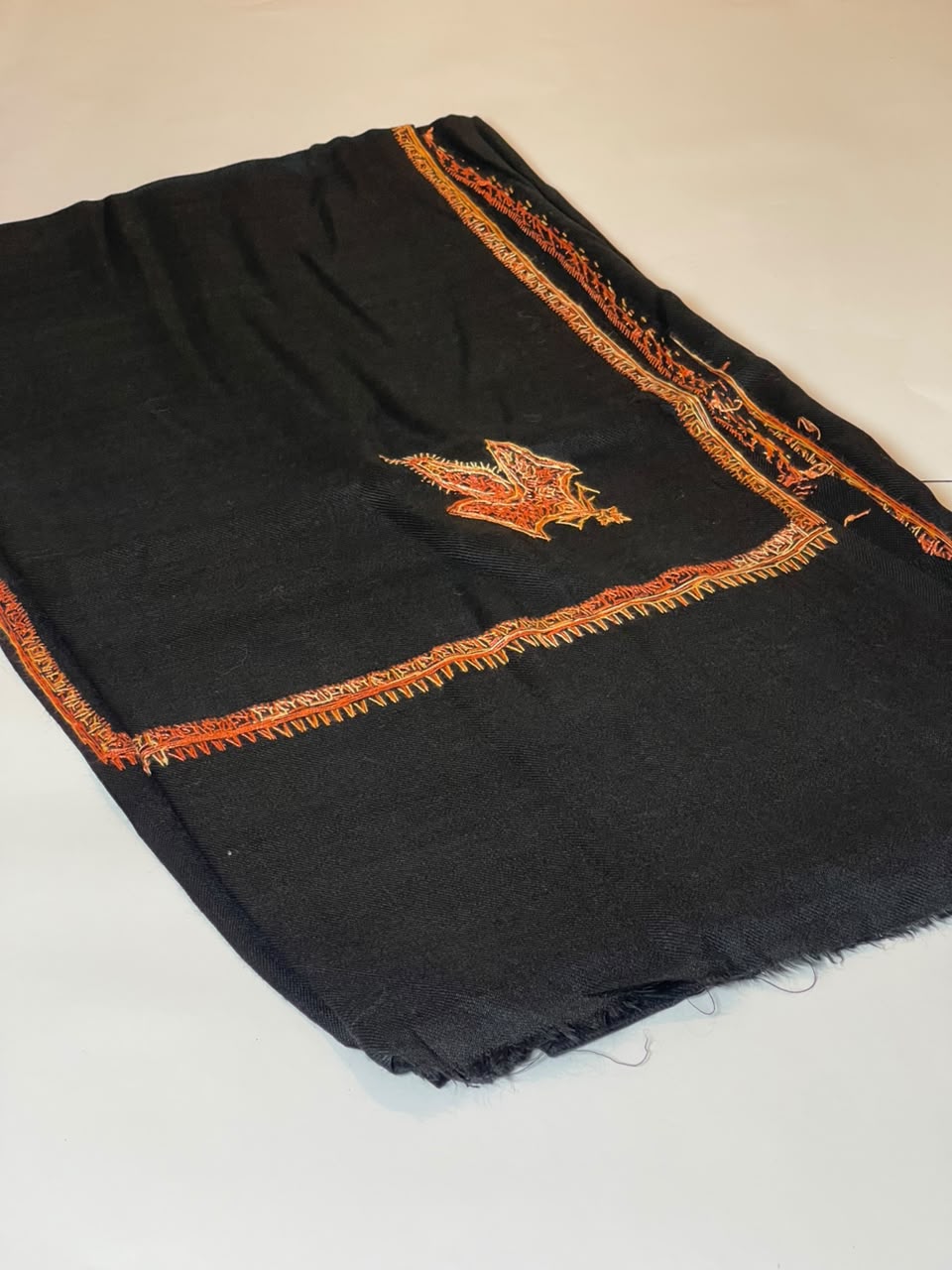 Emerald Green Hand-Embroidered Pashmina Shawl
