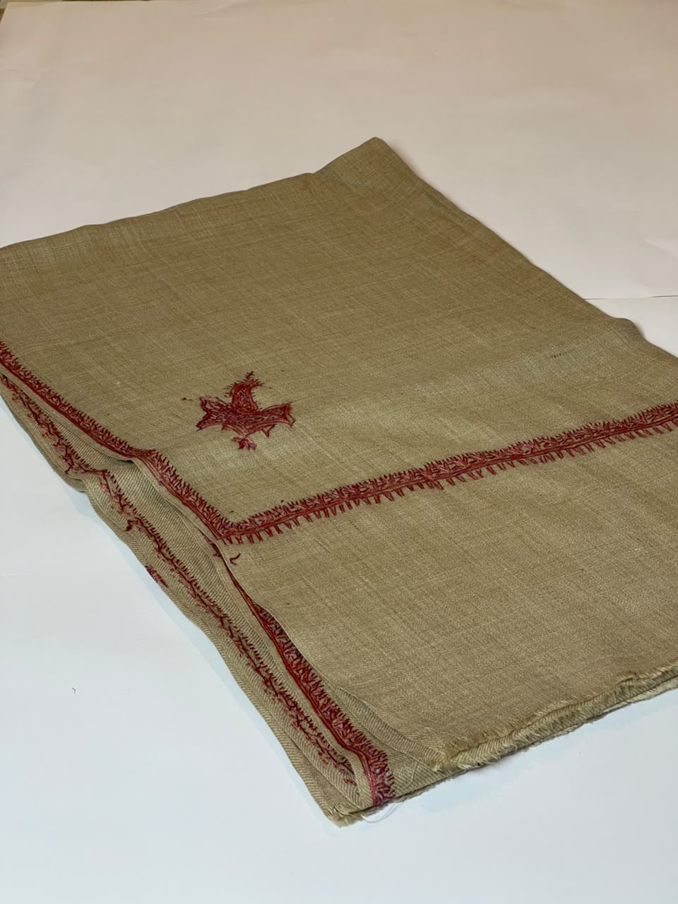Emerald Green Hand-Embroidered Pashmina Shawl