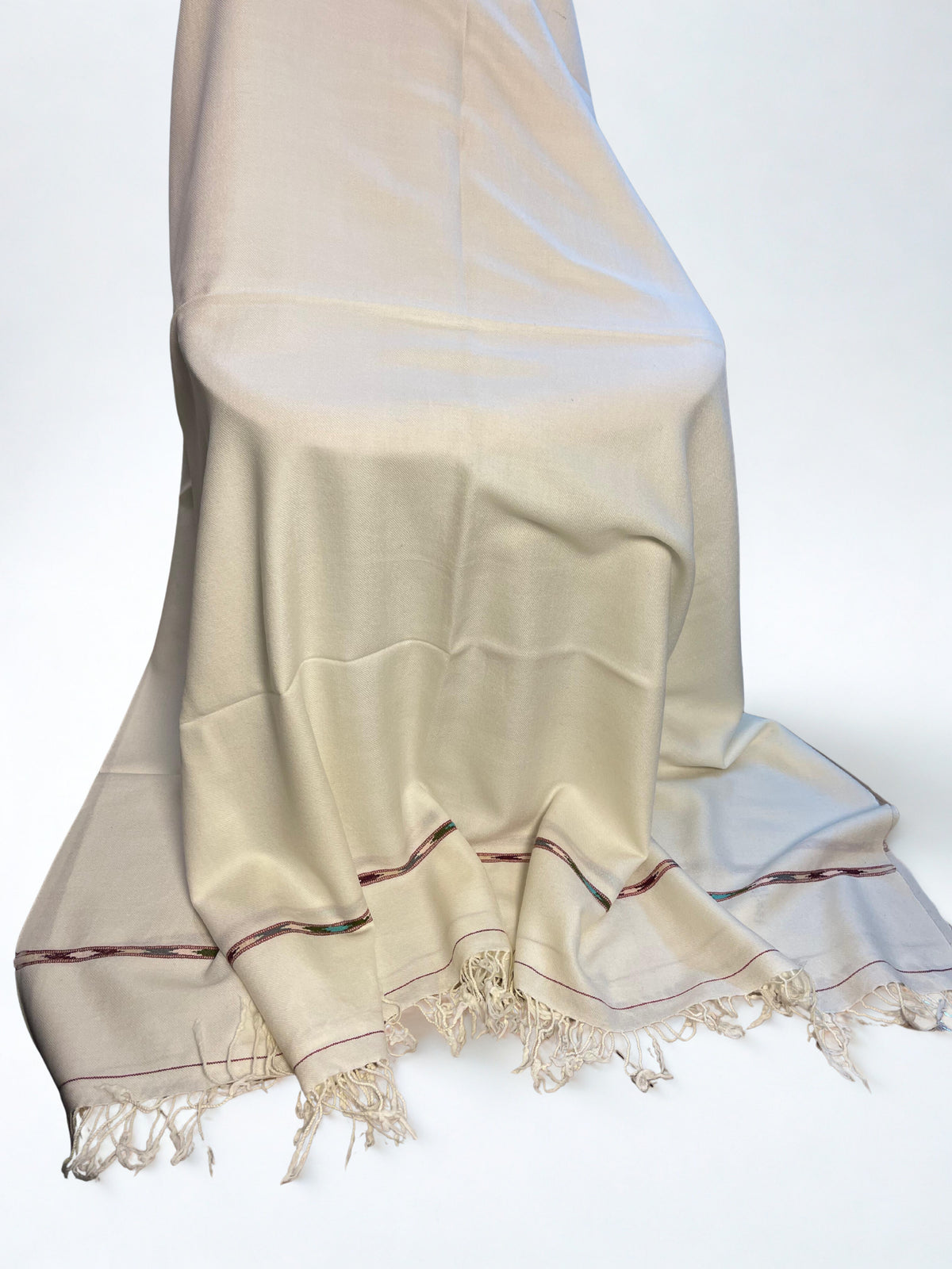 Premium Creamy White Men’s Pashmina Shawl – 72 Wool