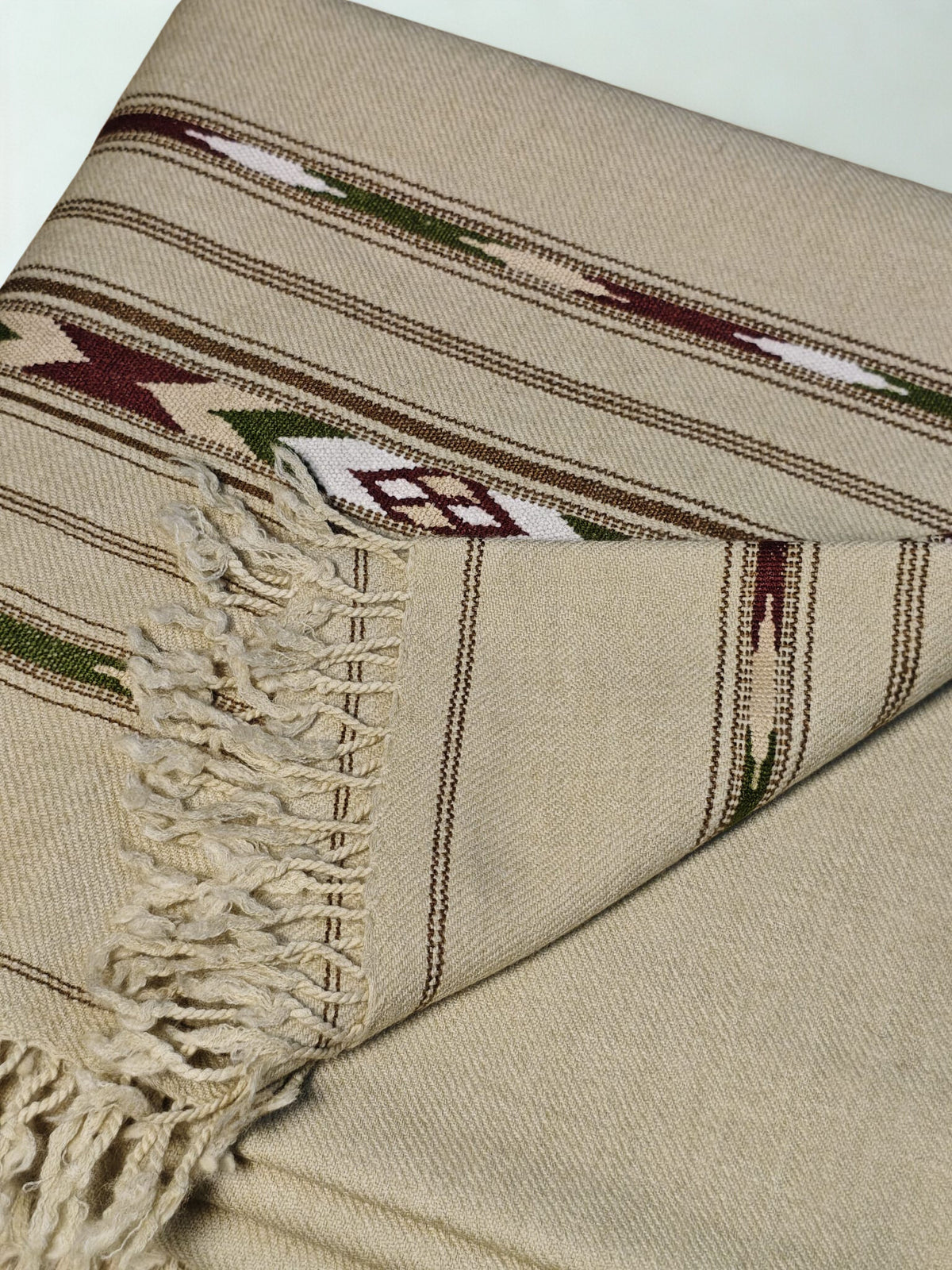 Premium Double 72 Wool Shawl — Sand Beige