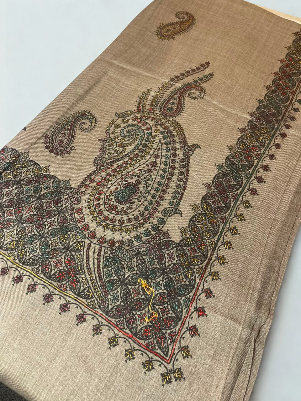 Paisley Pashmina Shawl- Warm Beige