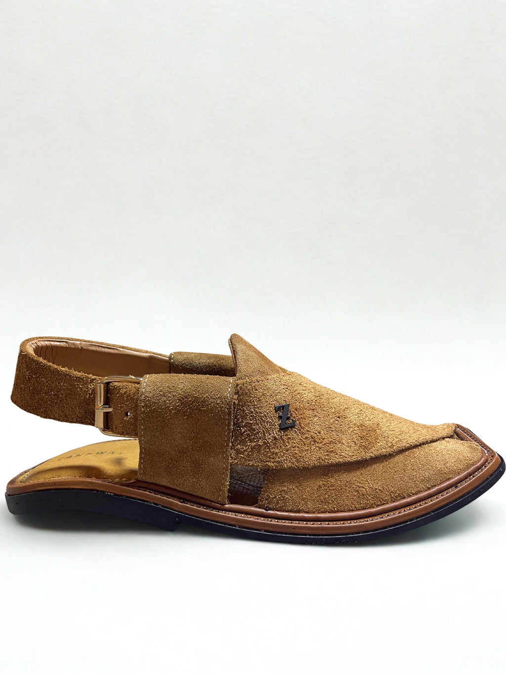 Suede Peshawari Chappal- Camel Brown